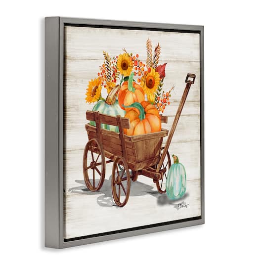 Stupell Industries Pumpkin Farm Harvest Wagon Floater Framed Art
